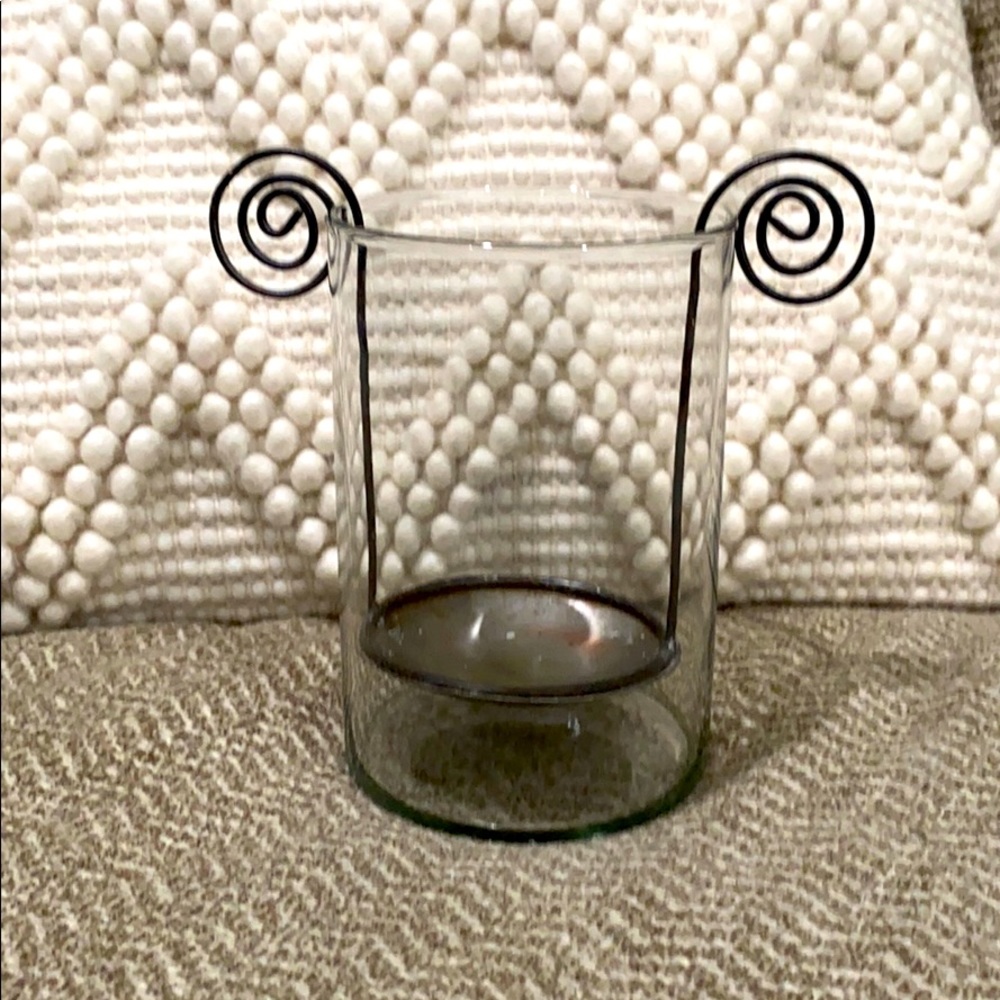 Pretty glass and metal candle holder